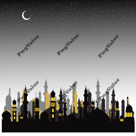 Islamic Night Background With Mosque And Eid Al Adha